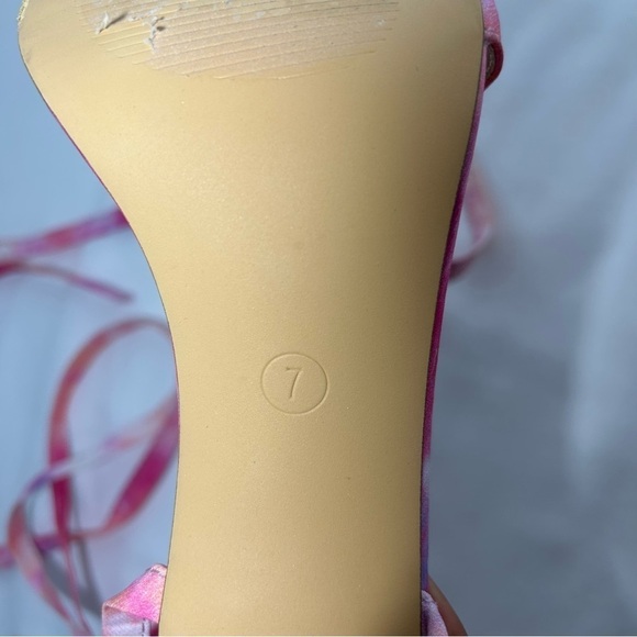 Liliana Cotton Candy High heels Size 7 Rainbow color Lace Up, Tie up, strappy, - Picture 8 of 10